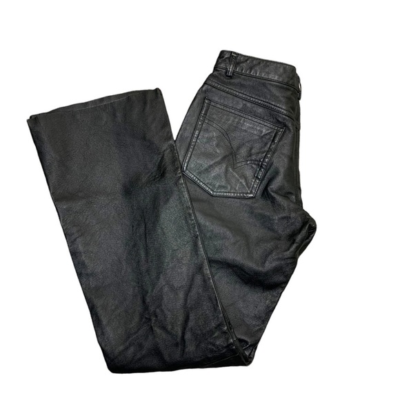 Fairweather Black Genuine Leather Pant Size 10 Motocycle Jeans Style Flare Leg - Picture 3 of 13